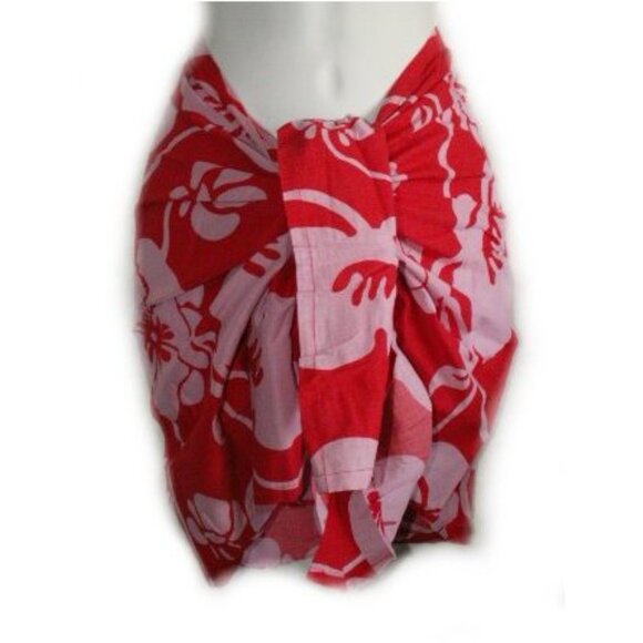 Old Navy Red Tropical Print Sarong with BAG - NEW - Picture 1 of 5